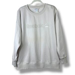 Reebok NWOT Light Tan Beige Crewneck Fleece Pullover Soft Logo Sweatshirt XL